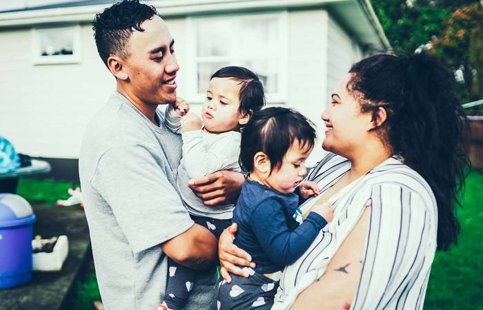 Maori family with twins
