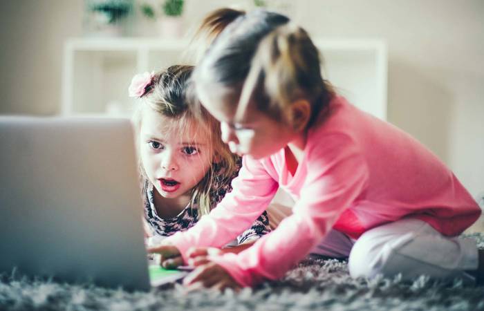 Little girls with laptop