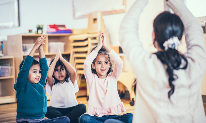 Children doing yoga