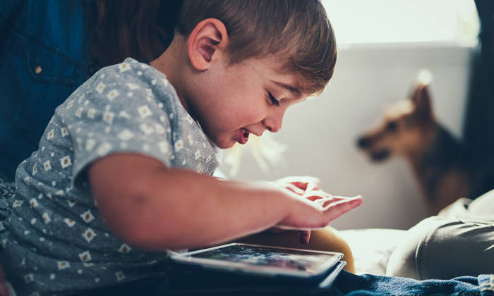 Small boy using a tablet