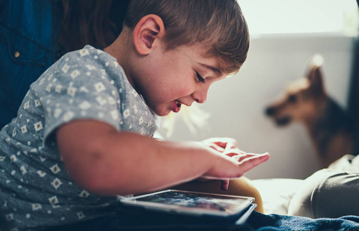 Small boy using a tablet