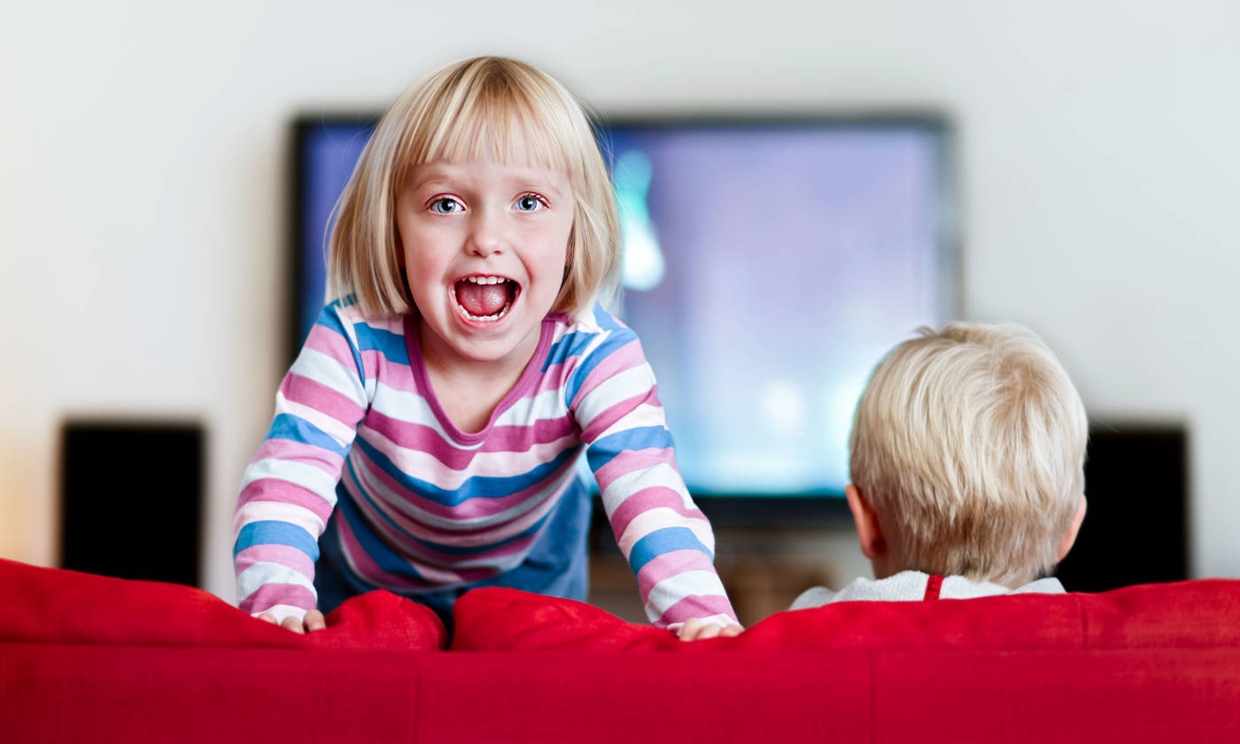 Excited three-year-old simply cannot sit still