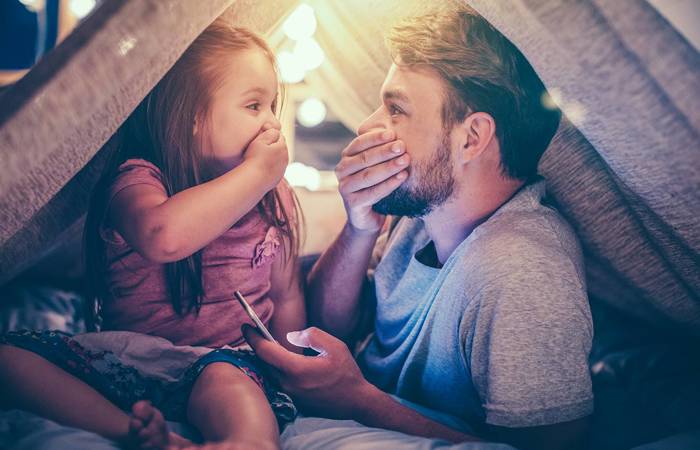 Father and daughter enjoying time at home