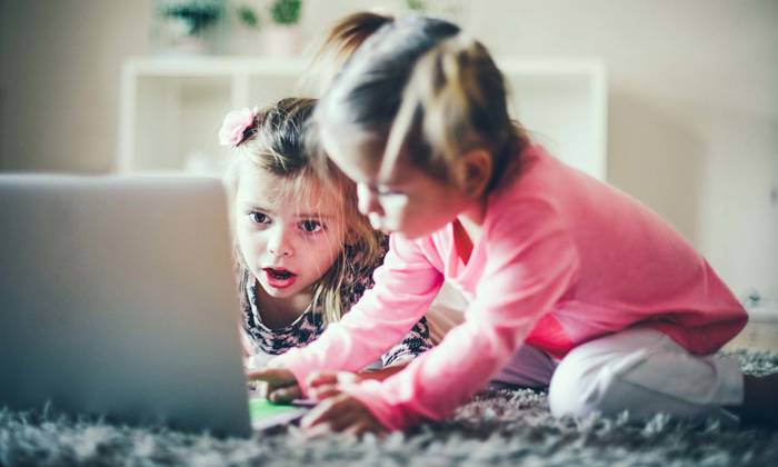 Little girls with laptop