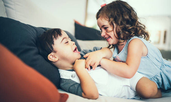 Brother and sister with Down Syndrome