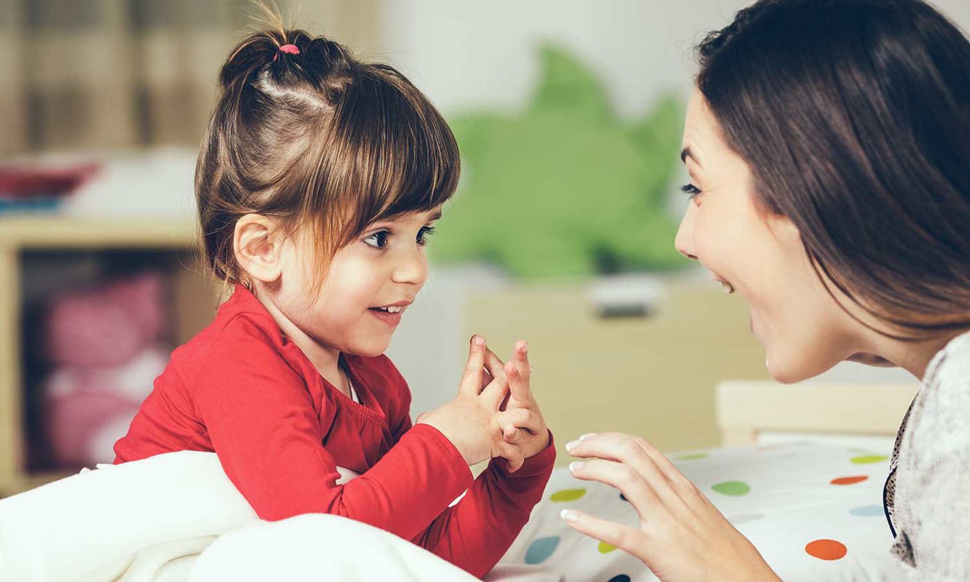 Mother and child talking