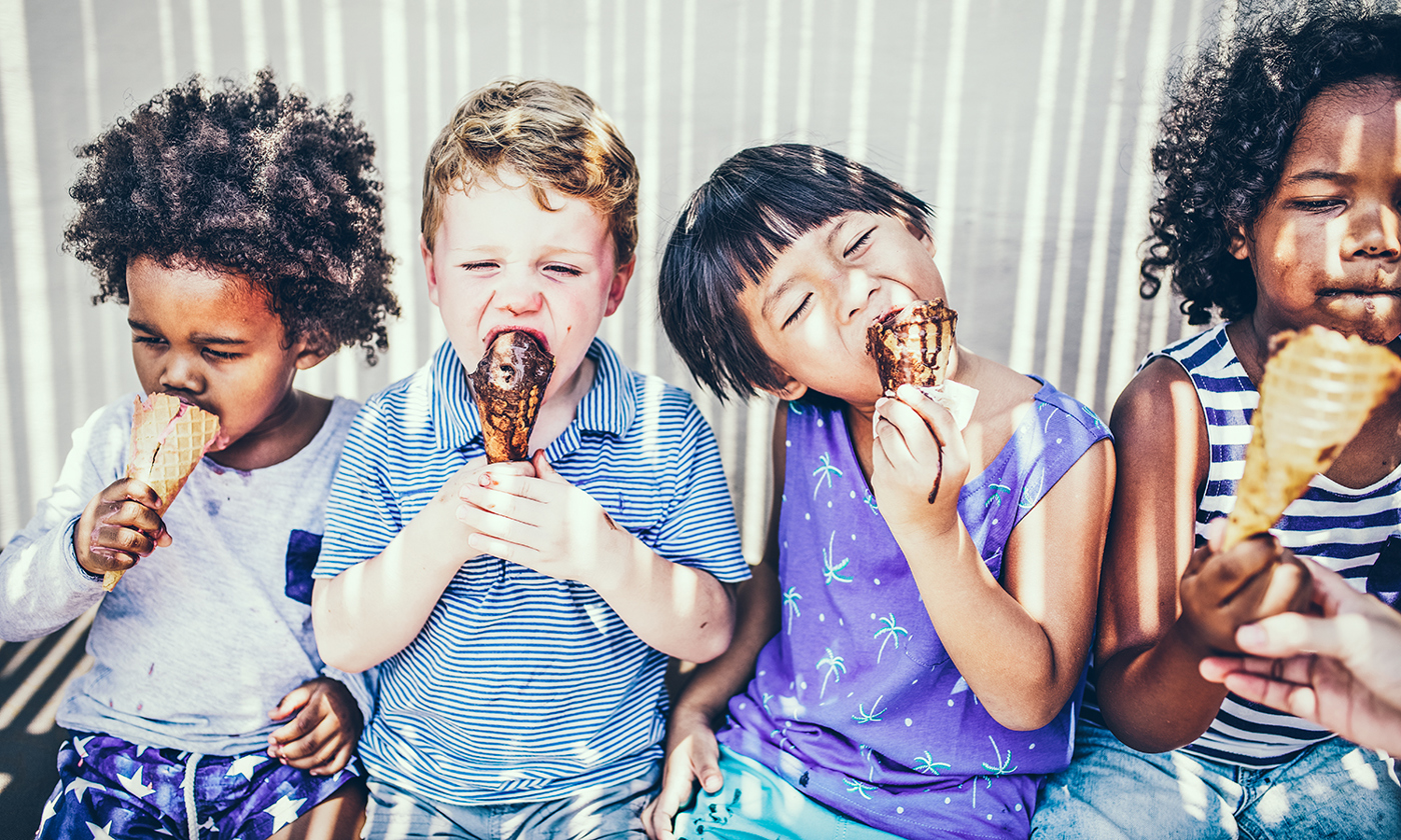 Children enjoying with ice cream