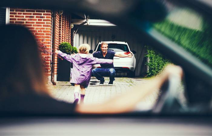 Little girl running to see Dad