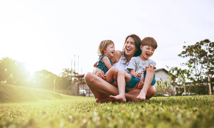 Young family spending time together outdoors