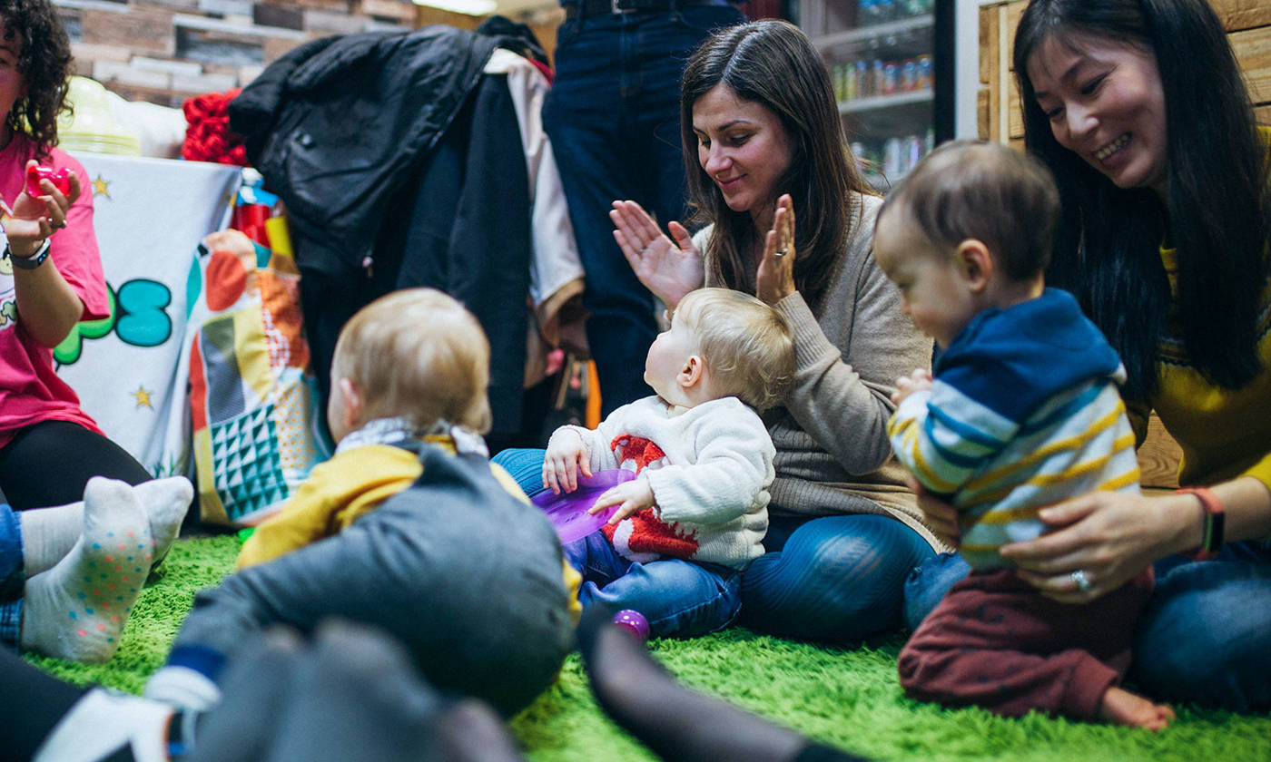 Mothers and their children in a sensory play group