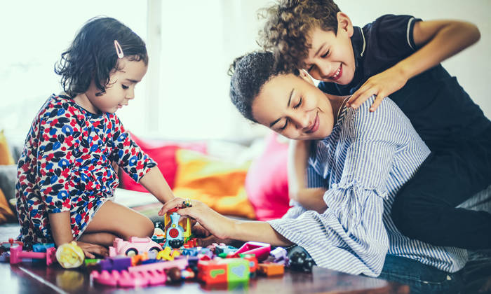 Family playing together at home