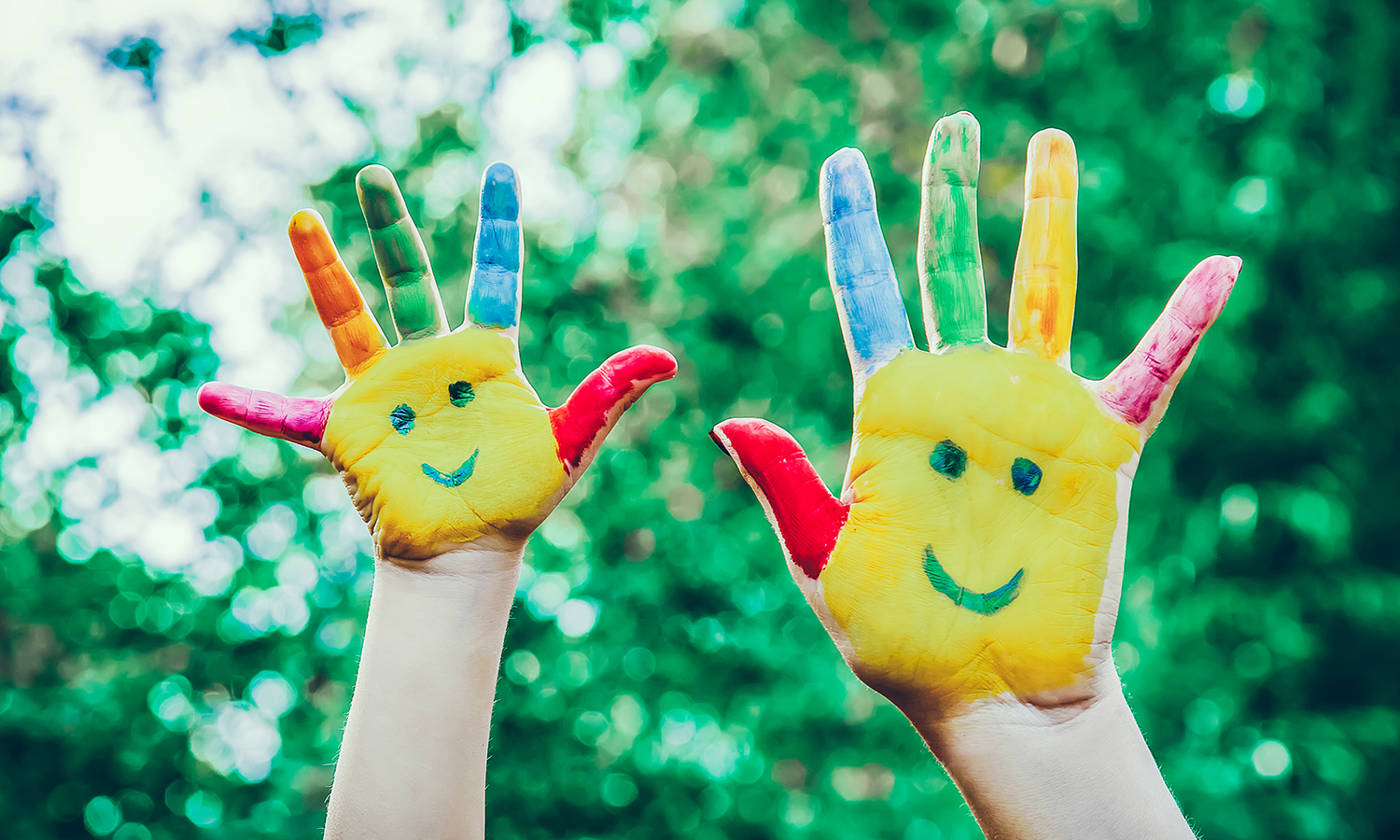 Children hands in colors